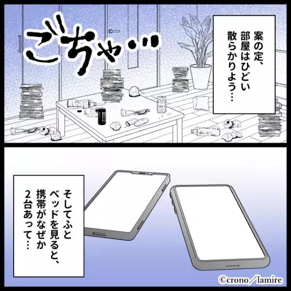 【浮気用の携帯を持っていた…！？】彼のため“合鍵を使って掃除に訪れた”結果→2台の携帯が見つかり、元カノとの浮気が発覚…＜浮気・婚活失敗談Vol.48＞