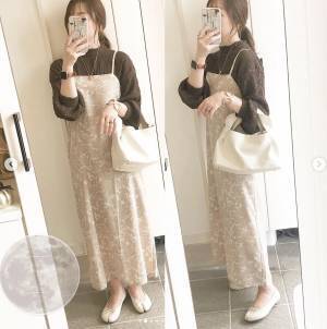 「ドンピシャな色味」【しまむら】の”コラボ花柄キャミワンピ“が可愛い