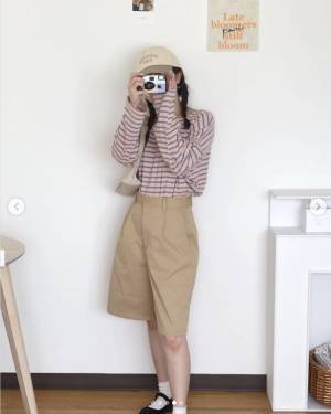 ピンクも水色も♡「ボーダートップス×キャップ」コーデが可愛い