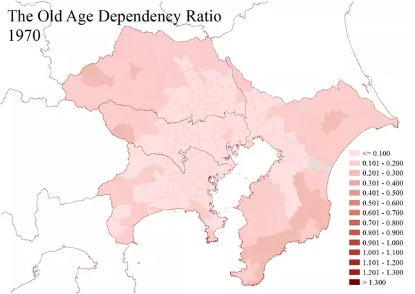 首都圏の老齢依存人口比率