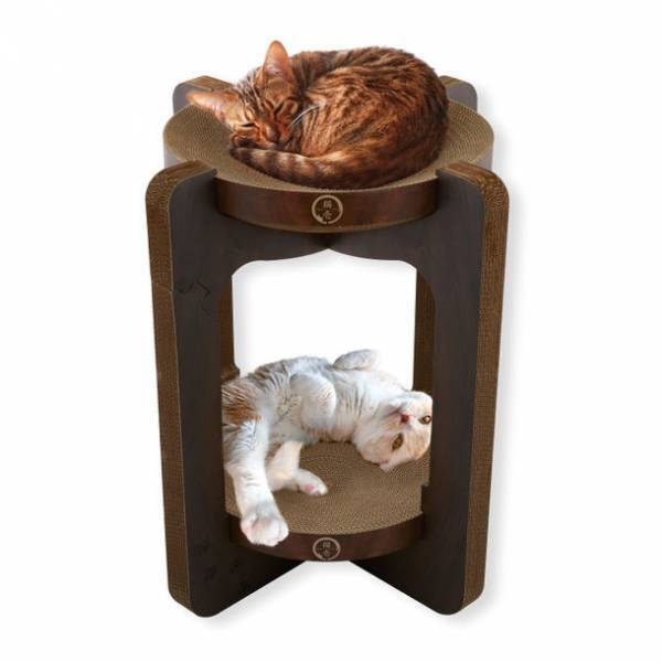 大人気のキャットタワー「バリバリボウルタワーシリーズ」から「ダークブラウン」柄が新登場！2021年9月中旬新発売！　～寝てよし、研いでよし 夢の2段タワー～