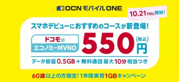「OCNモバイルONE」が「ドコモのエコノミーMVNO」として連携／10月21日より全国のドコモショップで取り扱い開始