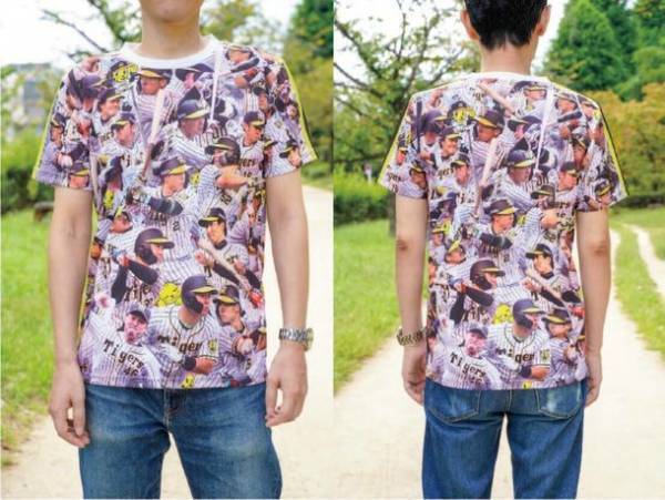 “阪神タイガース”スタメン全選手の顔が1枚のTシャツにプリント！【チーム全力Tシャツ】製造販売開始