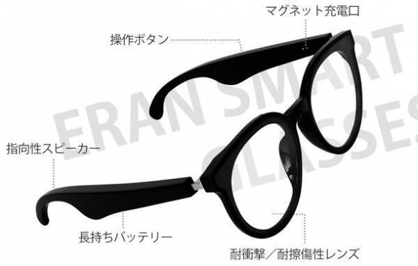 テクノロジーを身につける次世代メガネ「ERANスマートグラス」のクラウドファンディングを10月28日に開始！ハンズフリー、イヤホンなしで音楽や通話が楽しめる！