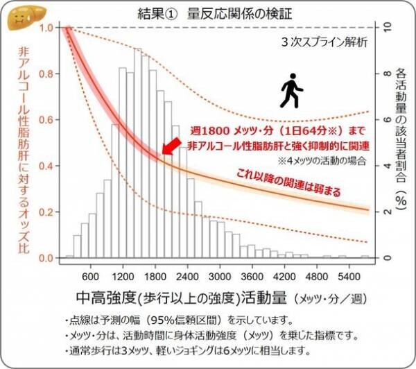 座っている時間を1時間減らして身体活動に充てると脂肪肝である可能性が2割減と試算