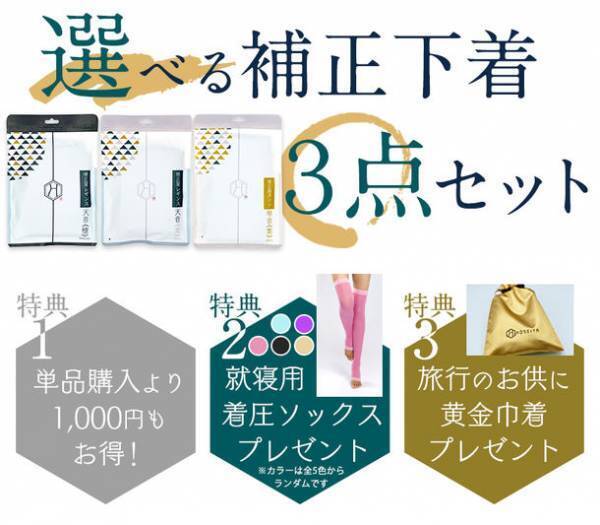 総レビュー1万件超の補正下着専門店「補正屋」が選べる補正下着3点セット「松」を販売開始