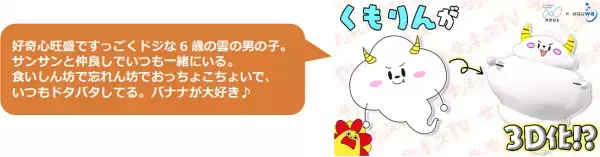 “自分で塗ったキャラが３Ｄで飛び出す新感覚ぬりえアプリ“【とびだすぬりえ】に「サンサンキッズTV」人気キャラクターの「くもりん」が新登場！