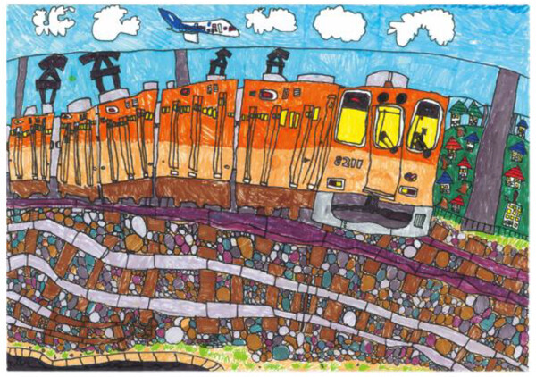 絵画コンクール「ぼくとわたしの阪神電車」結果発表！大賞に輝いたのは大阪市の吉福 知大(よしふく ともひろ)さん（小学2年生）