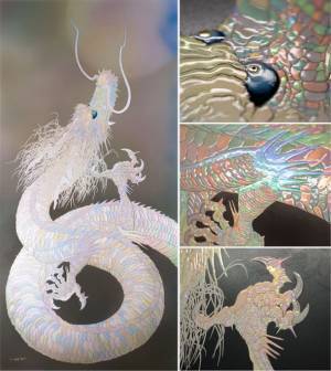 傘をさして鑑賞する美術展「草場一壽陶彩画展」を12月3日～12日、銀座にて開催