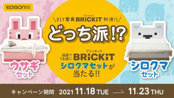 変幻自在の子ども用DIY家具　成長に合わせ約40種類の家具が組み立てられる「Brickit(ブリキット)」発売記念！Instagramキャンペーンを11/18より開催