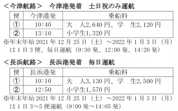 ～ びわ湖クルーズ2021-2022 ～12月6日（月）より冬期ダイヤにて運航を開始！