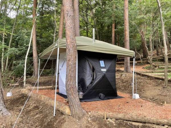 富士山展望グランピング場にバレルサウナとテントサウナ＆キャンプサイトがオープン！