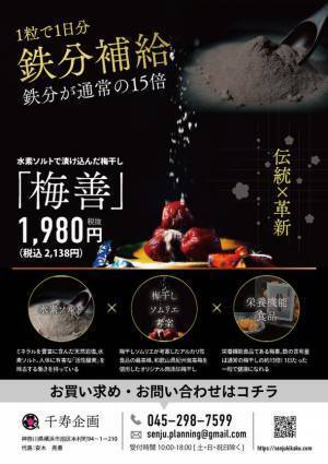 手軽に鉄分を摂取できる無添加梅干しを12月12日にECサイトにて発売！～体にアルカリ性を！～