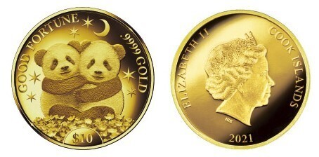 双子パンダの誕生を記念しコインペンダント販売決定ダイヤを添えた最高品位.9999純金製のジュエリー