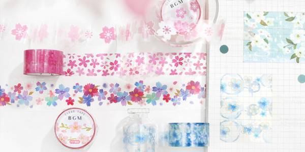 背景が透けるリアルなイラストタッチのデザイン　透明PET素材のクリアテープをBGMが2022年1月20日発売