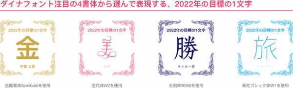ダイナフォント注目の4書体から表現したい「2022年の目標の1文字」を大募集！抽選で50名様にダイナフォント書体見本帖＆ダイナフォント採用事例集をプレゼント