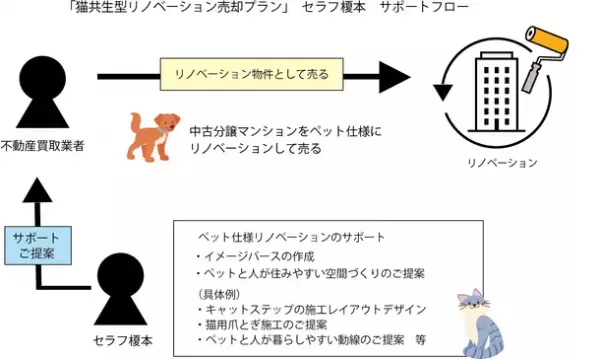 不動産買取業者必見！分譲マンション物件「猫仕様リノベプラン」の提供をセラフ榎本が開始