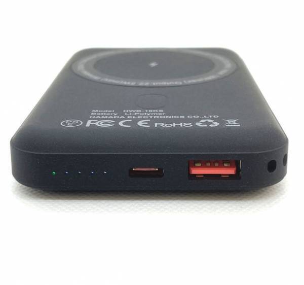 スタンド付きで快適動画鑑賞。大容量バッテリーと利便性を充実　15W急速ワイヤレスマグネットモバイルバッテリー(HWB-10KS)