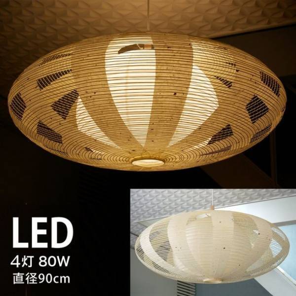 ひとつずつ丁寧に手で和紙を貼った、職人の手作りによる提灯(ちょうちん)「ペンダントライト LED 照明「円盤 透かし2重」伏谷商店」販売開始