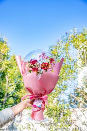 日比谷花壇2022年母の日フラワーギフト～思わず撮りたくなる、シャボン玉のようなバルーンブーケ～アクアバルーンフラワーブーケ「サンクスマム」2月14日（月）から注文受付開始