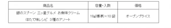 『銀のスプーン　三ッ星グルメ』お魚味クリームから「ほたて味レシピ3種のアソート」新発売