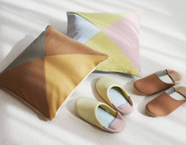 廃棄予定の野菜やフルーツなどで染めた生地を使用した、サスティナブルなインテリアアイテムがunicoから2月18日より発売