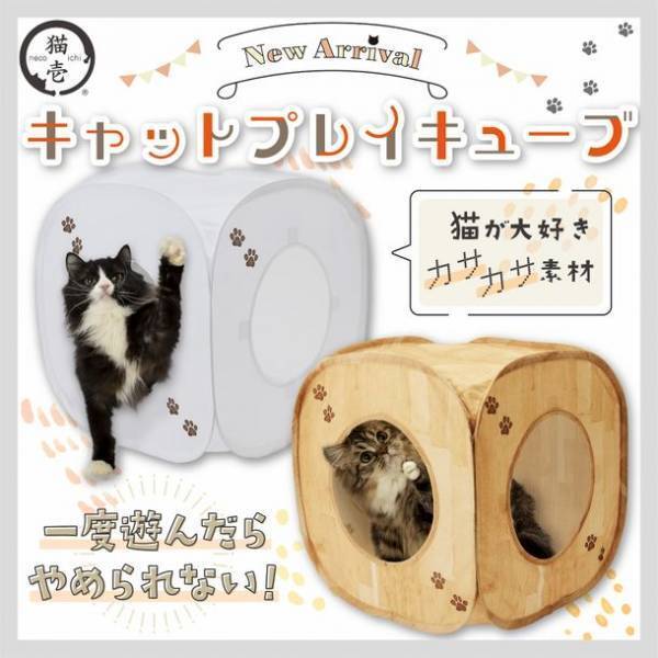 猫が大好き！カサカサ素材でできたキューブ型のおもちゃ　キャットプレイキューブが2022年2月下旬に新登場！～一度遊んだらやめられない！～