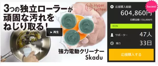 焦げ＆油汚れ落とし・洗車・ガラス磨きなど幅広く対応するパワフル電動クリーナー『Skadu』！応援購入サイトMakuakeにて3月30日まで先行予約販売を実施！