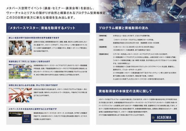 新時代に向けたメタバースマスター資格検定を開始　社会人向けメタバーススクール「アカデミア」の入学式を4月12日にメタバース空間で開催