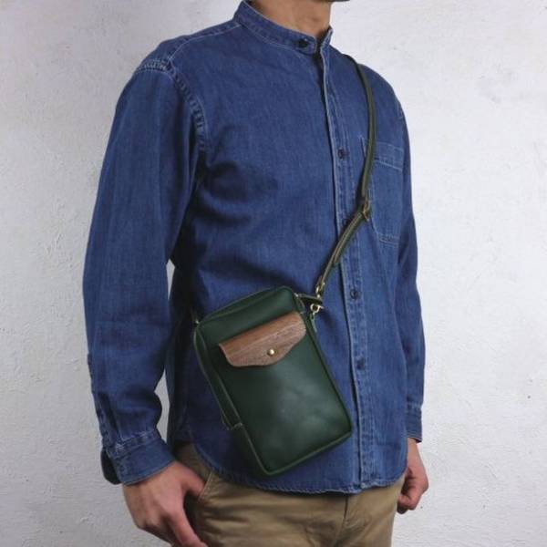 天然木×素染めレザーのショルダーバッグ「VTコンパクトショルダー」販売を開始しました