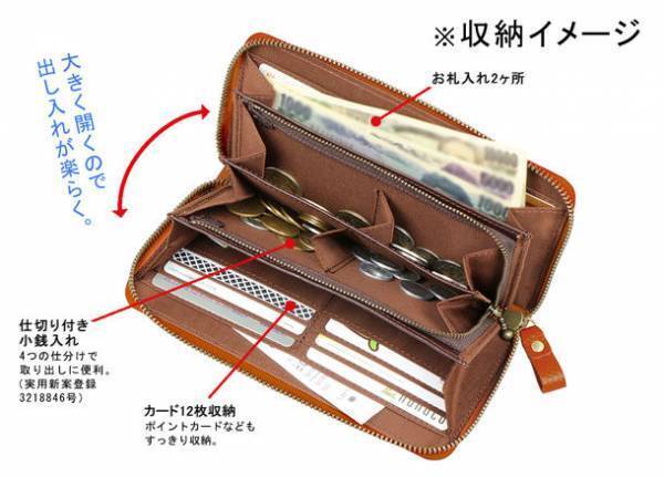 明治40年創業の老舗工房が展開するコインを4つの仕切りに収納出来る牛革長財布　カラーオーダー受注販売を受付中
