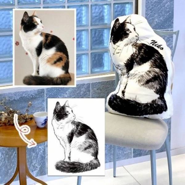 ペットのオリジナルグッズを制作する「Petomo(ペトモ)」が「うちの子」の写真を手描きイラストクッションにするサービスを開始