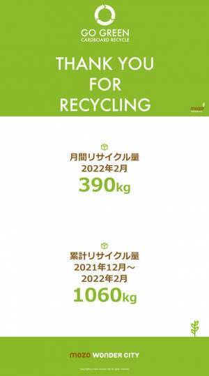 回収された段ボールのリサイクル量を可視化！リサイクル意識を高めるリノベーションされたリサイクルボックスがmozoワンダーシティに登場！
