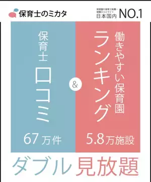 保育士転職・就職口コミサイト『保育士のミカタ』　保育士口コミ掲載数67万件突破！保育士口コミと保育園ランキングがすべて見放題に！