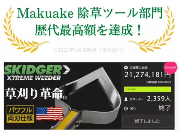 草刈りの概念が変わる！切れ味鋭いアメリカ発の除草具、Makuakeでの購入者が1,500名を突破　2022年8月15日まで販売
