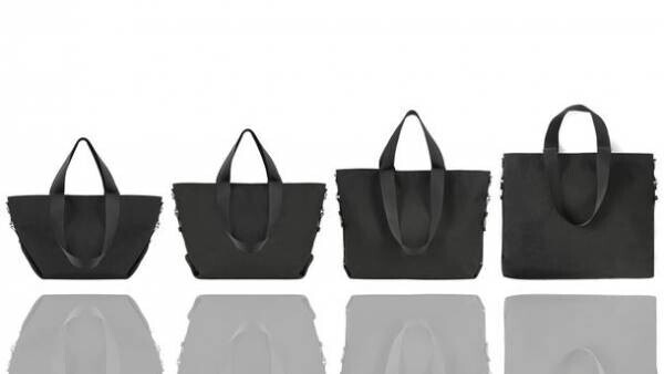 荷物の量、気分によって複数の形、持ち方が選べるミニマムなデザインのトートバッグ　7月4日より発売開始