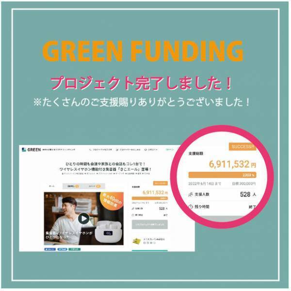 ひとりの時間も会議や家族との会話もコレ1台で！ワイヤレスイヤホン機能付き集音器「きこエール」を2022年7月1日より一般販売開始！