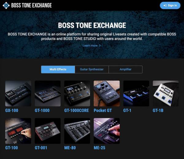 ユーザー同士でギターアンプやエフェクターの音色を交換できるオンライン・サービス『BOSS TONE EXCHANGE』を公開