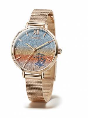 スヌーピーの素敵なバカンスをイメージした＜スヌーピー しあわせのサンセットビーチ＞ダイヤモンド入り きらきらグラデーションウオッチ新発売！