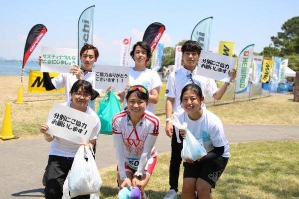 びわこ成蹊スポーツ大学の学生たちが7月2日に開催された「第2回LAKE BIWA TRIATHLON IN MORIYAMA」に大会実行委員や大会ボランティアとして参加しました