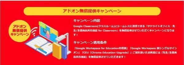 サテライトオフィス、Google Workspace for Education利用校向けに、Google Classroomと連携した先生/生徒画面共有機能を無償提供