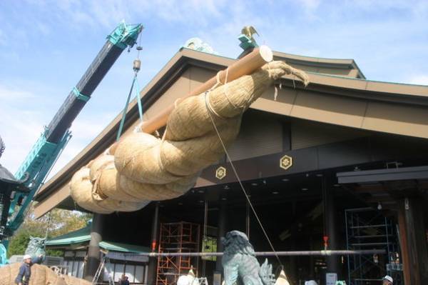 茨城県・常陸国出雲大社　日本最大級の大しめ縄　10年に一度の掛け替えを令和4年7月26日(火)に実施