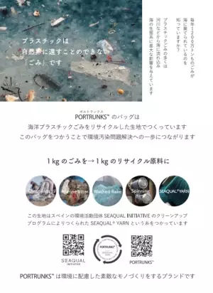 海洋汚染問題と向き合う『PORTRUNKS』“海をたすけるBAG”がMARINE &amp; WALK YOKOHAMAで7/15～ POP UP STORE開催港町横浜で期間限定のリアル販売