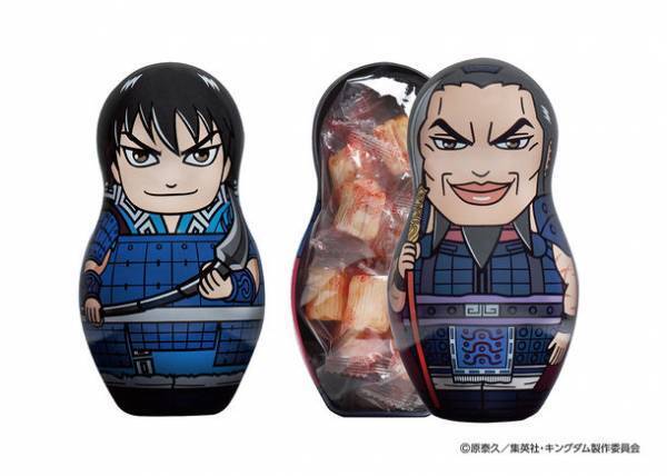 TVアニメ「キングダム」・やまや　キングダムコラボデザイン缶　めんたいチーズおかき　「信」・「王騎」2種、8月10日発売！