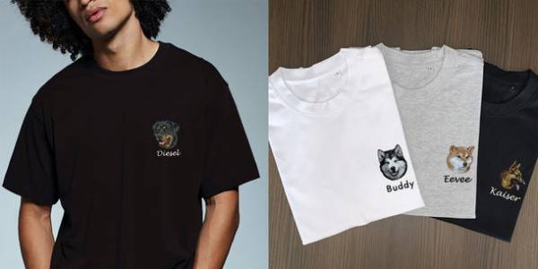 愛犬家必見！ワンちゃんのリアルな表情が刺繍されたバッグで人気のQUEENSWAYがオーガニックコットンTシャツを発売