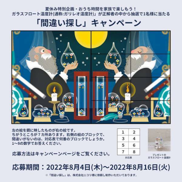 夏休み特別企画・ガラスフロート温度計(通称：ガリレオ温度計)プレゼントキャンペーン！8月4日よりオンラインサイトにて開催