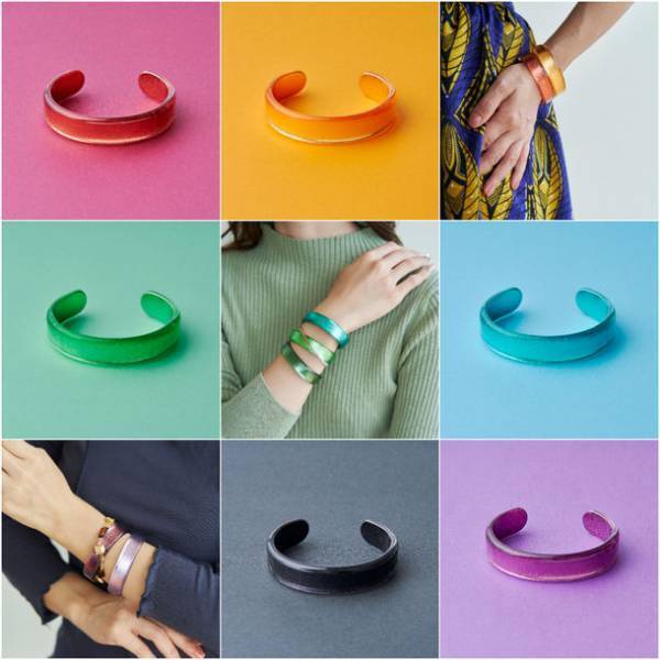 金箔製造販売『箔座』の「iro-HAKU(イロハク)バングル」が数量・期間限定で8月1日から受注を開始！全15色展開の銀箔アクセサリーで“わたし色”を身につけよう