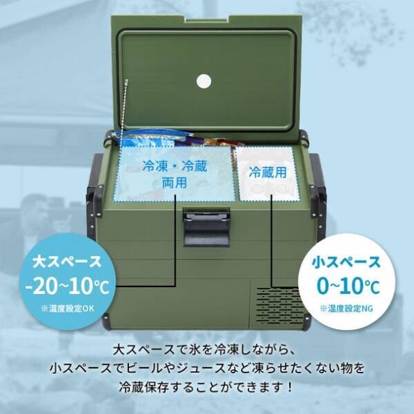 「Makuake」にて総額3,200万円以上の支援！ポータブル冷蔵庫『RLC-CF40』が7月発売！40L分収納！冷凍冷蔵を同時に使用可能