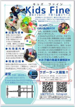 気軽に子育て相談ができる相模原市のコミュニティスペース「Kids Fine」　8月31日までクラウドファンディングを実施
