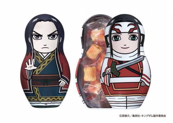 TVアニメ「キングダム」・やまや　キングダムコラボデザイン缶　めんたいチーズおかき　第2弾　「エイ政」・「羌カイ」2種、9月28日発売！